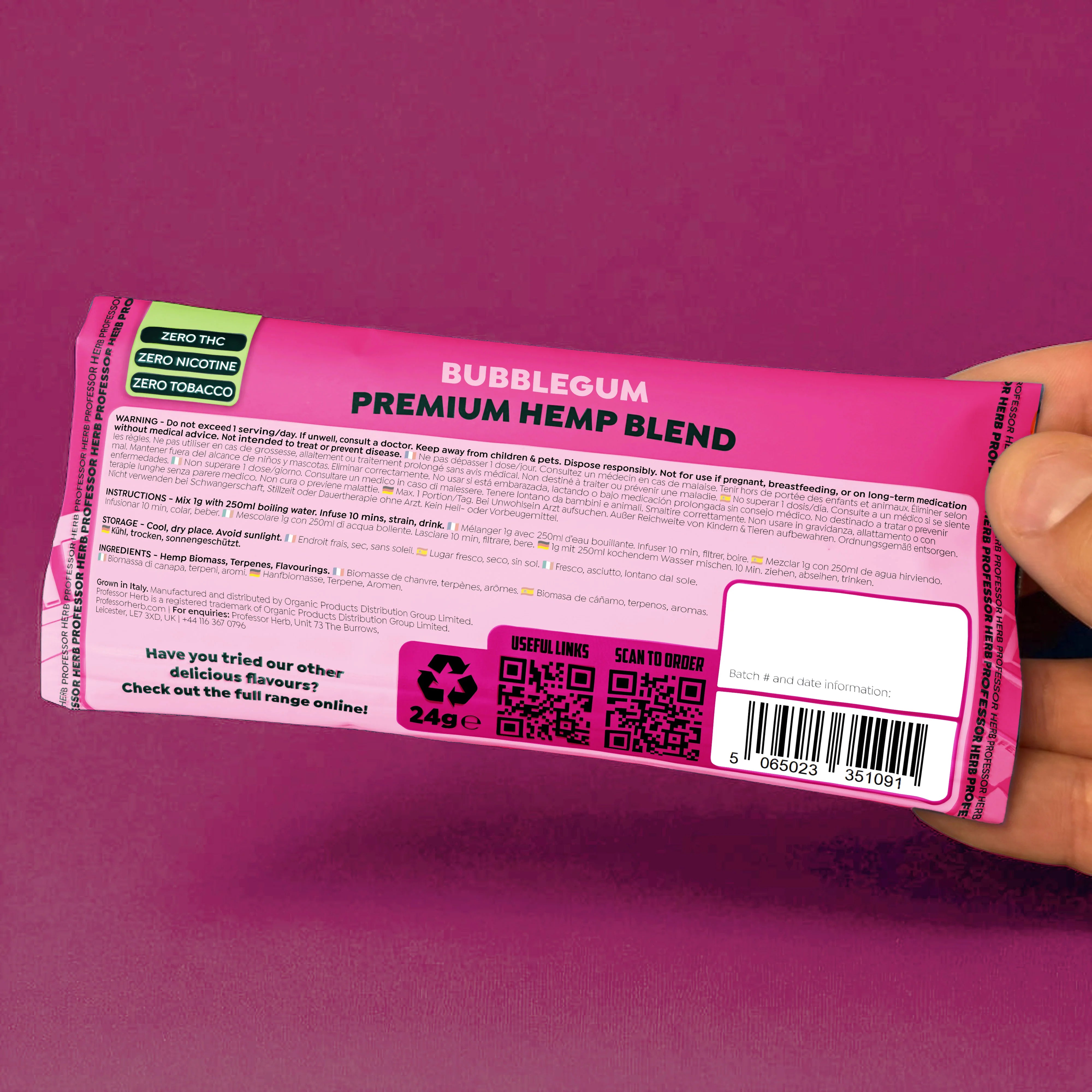 Professor Herb Premium Hemp Blend (24 g) – Bubblegum