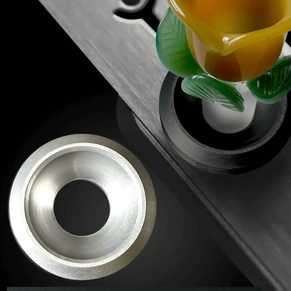Silver Adaptabowl standalone and Black Adaptabowl attached to Genius Pipe with Bloom Bowl.