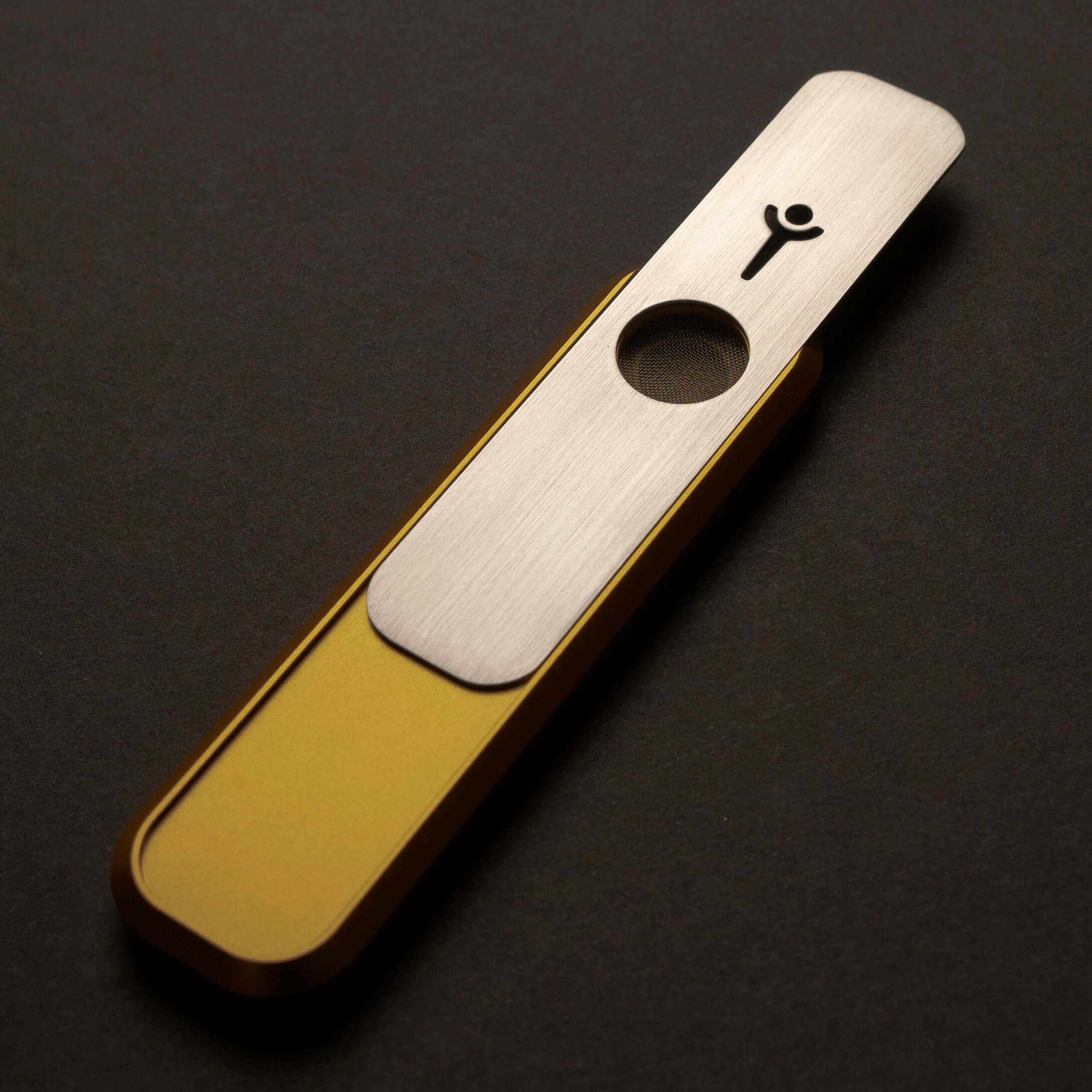 Genius Pipe Mini Gold with magnetic slider open, showing bowl.