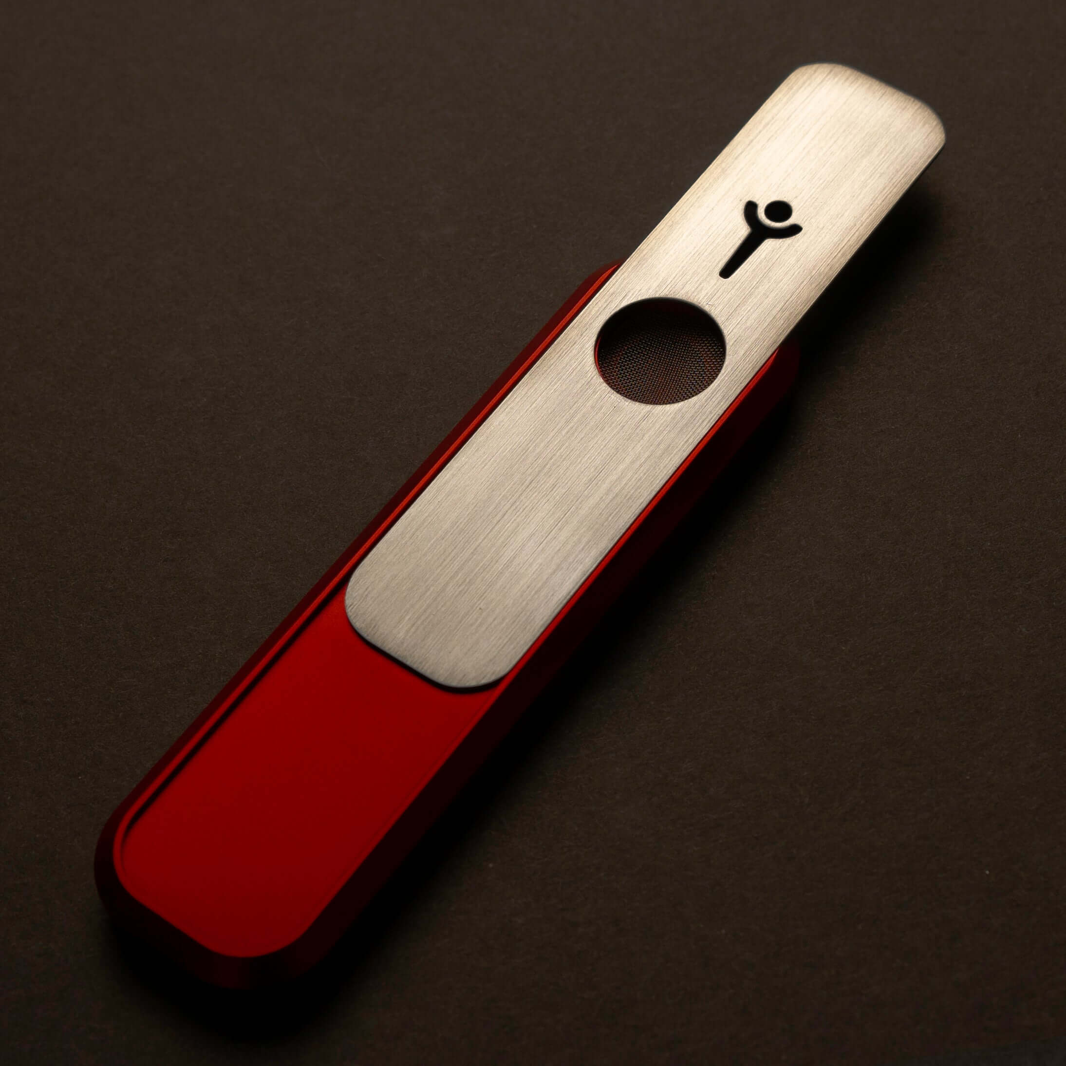 Genius Pipe Mini Red with magnetic slider open, showing bowl.