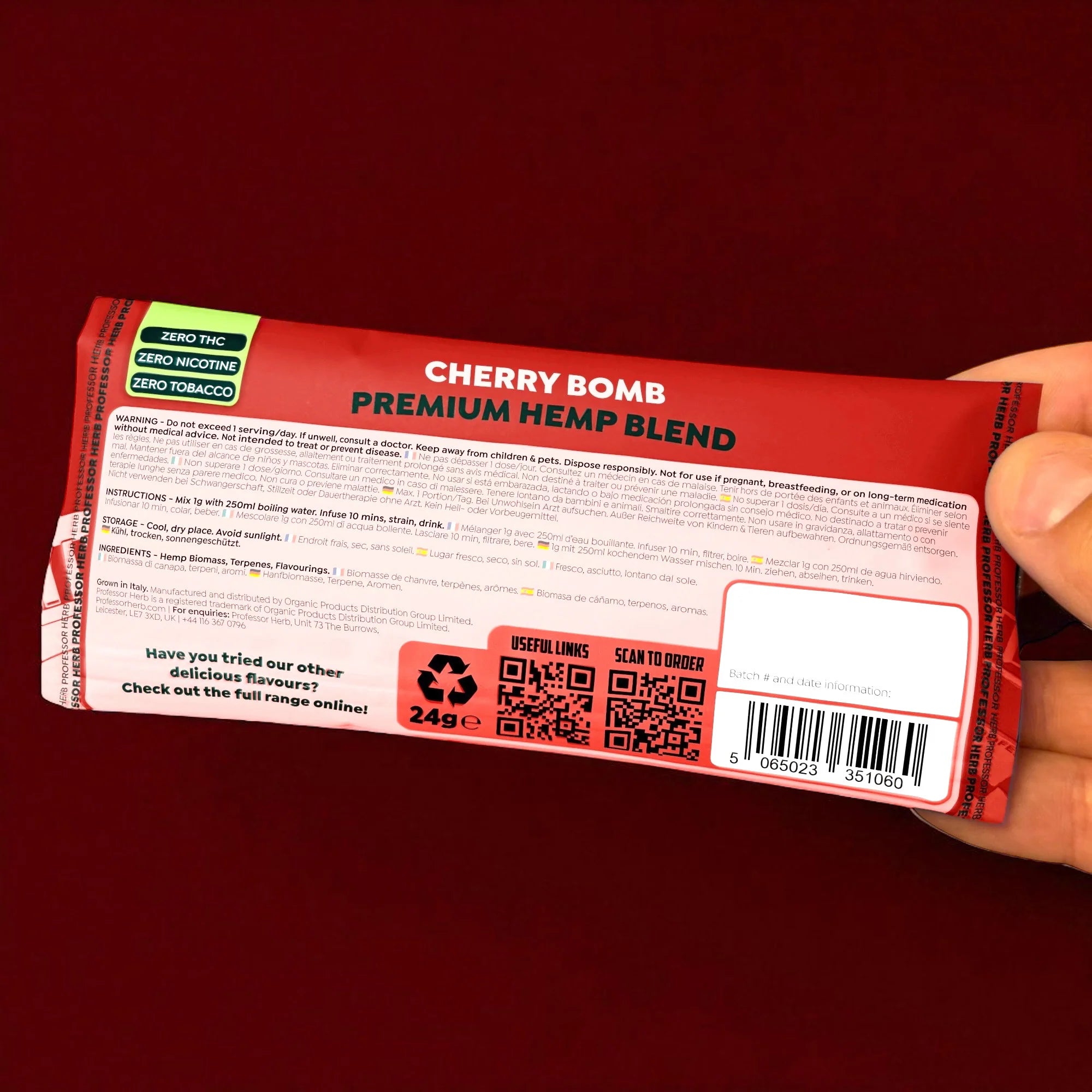 Professor Herb Premium Hemp Blend (24 g) – Cherry Bomb