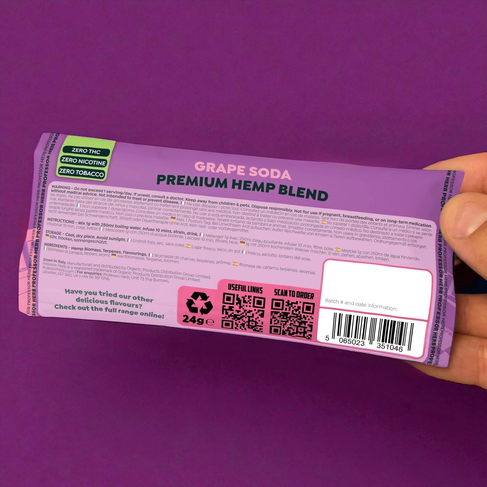 Professor Herb Premium Hemp Blend (24 g) – Grape Soda